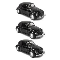 Kit 3x Carrinho de Coleção Fusca Preto - AP TOYS