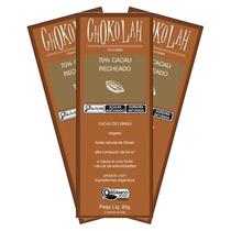 Kit 3X: Chocolate 70% Cacau Recheado Orgânico Chokolah 80G