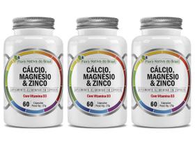 Kit 3x CMZ Cálcio + Magnésio + Zinco + Vitamina D3 60 Cápsulas Flora Nativa