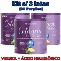 Kit 3X Colágeno Duo Balance Sanavita ( Hidrolisado + Verisol e Ácido Hialurônico ) - Pele e corpo