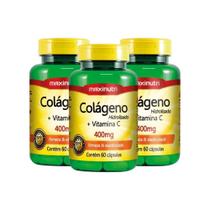 Kit 3x Colágeno Hidrolisado + Vitamina C 400mg 60 Cáps - Maxinutri