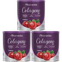 Kit 3X Colágeno Skin - 300g Cranberry - Sanavita