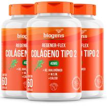 Kit 3x Colágeno Tipo 2 Regener Flex 40mg Ácido Hialurônico M.S.M Cálcio 180 Caps Bigens