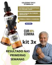 KIT 3X (Colágeno tipo II e Vitamina D3 30 ml Cu rcu mina 95% Gotas