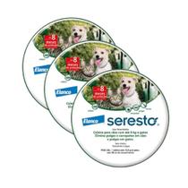 kit 3x Coleira Antipulgas Elanco Seresto Para Cães e Gatos Até 8kg