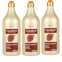 Kit 3x Condicionador Mandioca Profissional Hidratação 1000ml Naxos