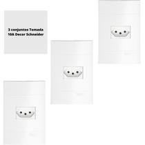 Kit 3x Conjunto Tomada 10A 250v Lunare Up Branco Brilhante Schneider S411100