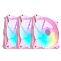 Kit 3x cooler fan motospeed hyrax argb, 120mm, para gabinete, rosa hcl603p