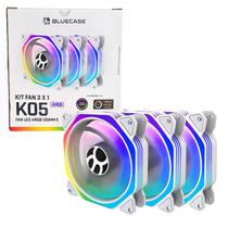 Kit 3x Coolers Fans 120mm Branco RGB para PC Gamer 3,4W 1200 RPM 39 CFM - BlueCase