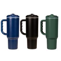 Kit 3x Copos Térmicos C/ Canudo 1,2L Inox Preto Verde e Azul - 100% Novo