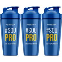Kit 3X Coqueteleira Alumínio Steel - 750ml Azul - Probiótica