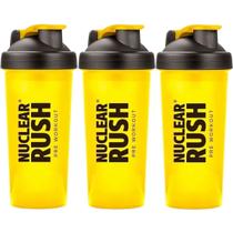 Kit 3X Coqueteleira Nuclear Rush - 600ml Amarela - BodyAction Kit 3X Coqueteleira Nuclear Rush - 600ml Amarela - BodyAction