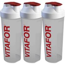 Kit 3X Coqueteleira Saúde com Vitafor - 600ml Transparente - Vitafor
