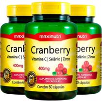 KIT 3X Cranberry + Vitamina C e Zinco 60 cápsulas - Maxinutri KIT 3X Cranberry + Vitamina C e Zinco 60 cápsulas - Maxinutri