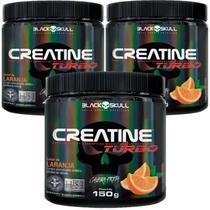 Kit 3X Creatina Monohidratada Creatine Turbo Black Skull 150g Energia Força Ganho de Massa Muscular Kit 3X Creatina Monohidratada Creatine Turbo Black Skull 150g Energia Força Ganho de Massa Muscular