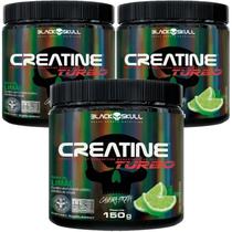 Kit 3X Creatina Monohidratada Creatine Turbo Black Skull 150g Energia Força Ganho de Massa Muscular Kit 3X Creatina Monohidratada Creatine Turbo Black Skull 150g Energia Força Ganho de Massa Muscular