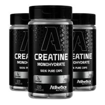 Kit 3x Creatina Monohidratada Pura 3g 120 Caps - Atlhetica