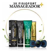 Kit 3x Cremes Fisiofort + Massageador Eficaz Contra Dores