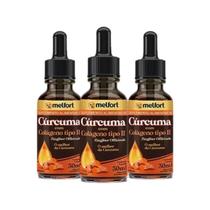 Kit 3X Cúrcuma Com Colágeno Tipo 2 Melfort 30Ml
