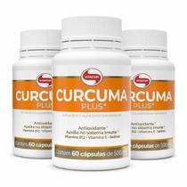 Kit 3x Cúrcuma Plus 500mg Vitafor 60 Cápsulas