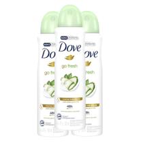 Kit 3X Desodorante Antitranspirante Aerosol Dove Go Fresh Pepino e Chá Ve