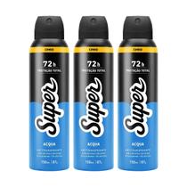 Kit 3x Desodorante Super Acqua 72h Aerossol Antitranspirante 150ml