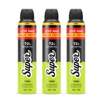 Kit 3x Desodorante Super Citrus 72h Aerossol Antitranspirante 250ml