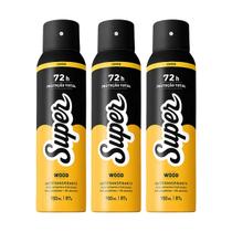 Kit 3x Desodorante Super Wood 72h Aerossol Antitranspirante 150ml Kit 3x Desodorante Super Wood 72h Aerossol Antitranspirante 150ml