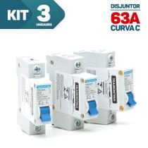 Kit 3x Disjuntor Elétrico Din 1 Polo 40a 50a 63a Tr3ka Cc