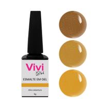 Kit 3x Esmalte em Gel Vivi Dourados Camada Única 3x9g