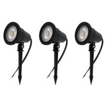 Kit 3x Espeto De Jardim 3W IP65 Bivolt Branco Quente