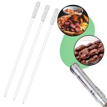 Kit 3x Espetos de Aperitivo Aço Inox Cabo Revestido