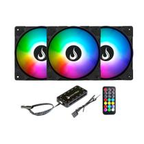 Kit 3x Fans Gamer Rise Mode X Led RGB 120mm 1650 RPM Preto Kit 3x Fans Gamer Rise Mode X Led RGB 120mm 1650 RPM Preto