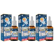 Kit 3x Ferrix Ferro 5mg 30ml Sabor Morango Flora nativa do Brasil
