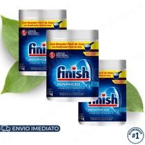 Kit 3x Finish Detergente em Pó para Lava Louças 1kg Original Limpeza Profunda e Alta Performance