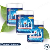 Kit 3x Finish Detergente em Pó para Lava Louças 450g Original Limpeza Profunda e Alta Performance