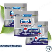 Kit 3x Finish Detergente em Tablete para Lava Louças 10tabs Original Limpeza Profunda Contra Gordura