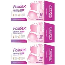 KIT 3X Folidex (Metilfolato + Vitaminas E, B6 e B12) 60 cápsulas - Maxinutri