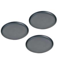 Kit 3x Forma Assadeira Para Pizza Antiaderente Bandeja 35cm