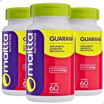 Kit 3x Frascos Guaraná 180 Cápsulas Suplemento Alimentar Natural Puro Energia Vitamina Cafeina Duom