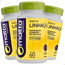 Kit 3x Frascos Óleo de Linhaça 180 Cápsulas Ômega 3 6 9 Vitamina de Qualidade Ultra Concentrado Puro