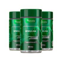 Kit 3x Frascos Spirulina Pura - Rico em Proteínas + Vitamina C + Selênio - Superfoods - Denavita