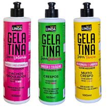 Kit 3x Gelatina Cabelos Cacheados Fixação Definição e Volume