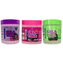 Kit 3x Gelatina Hidratação Definição De Cachos E Volume Manga Rosa Uva Maçã Verde 500g Naxos