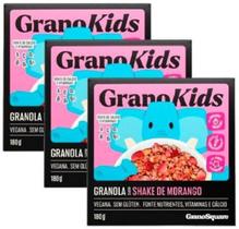 Kit 3X: Granola Granokids Shake Morango Sem Glúten