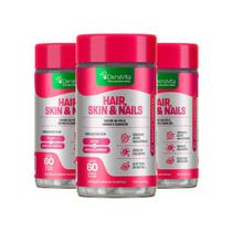 Kit 3x Hair Skin E Nails - Biotina + Ácido Hialurônico + Colágeno Hidrolisado - Denavita
