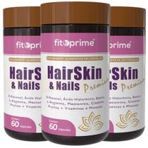 Kit 3x Hair Skin & Nails Premium Com D-pantenol Ácido Hialurônico 60 Cápsulas