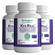 kit 3x Kefir Real Suplemento à Base de Selênio, Zinco, Ácido Hialurônico e Vitamina C 60 Cápsulas - Biologicus