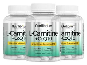 Kit 3x L Carnitina 2000mg C/ Coenzima Q10 Coq10 20mg 3 Mêses - Nutrilibrium