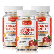 Kit 3x Laranja Mo ro + Picolinato de Cromo Suplemento com Alto Teor de Cromo e Antocianinas, Zero Glúten, Sabor Natural, 60 Comprimidos Mastigáveis